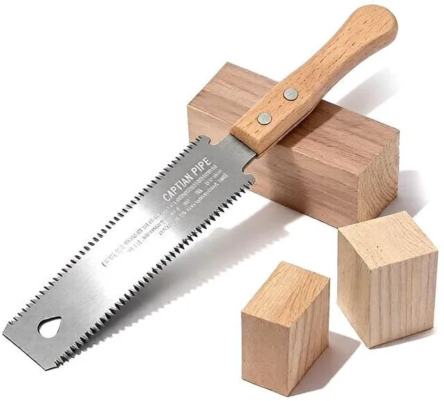 Main image of Japanese Hand Saw Double Edge Pull saw 6 Inch Ryoba Blade 14/17 TPI, Beech Handle Woodworking Tool SK85 Flexible Blade Flush Cut Saw for Wood Cutting