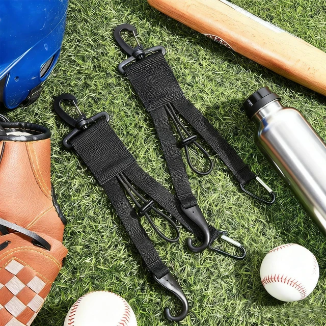 Alt view image 5 of 7 - GOTOriri Baseball Gear Organizer, Nylon Bat Holder with Glove Clip and Helmet Hook, 11x2.8 Inch, Adjustable Lock, Modern Hook Mount Design for Outdoor Sports Equipment Storage