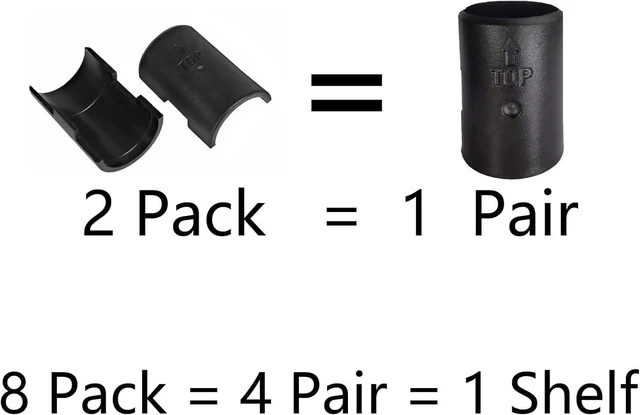 Alt view image 3 of 6 - WAFJAMF 8 Pcs 4 Pairs Wire Shelving Shelf Lock Clips 3/4" Post Black | Durable plastic rack sleeves replacements fits 0.75 inch metal poles for layer height adjustment stability