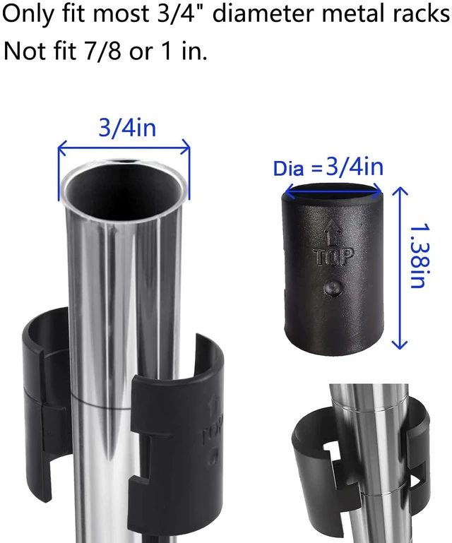 Alt view image 2 of 6 - WAFJAMF 8 Pcs 4 Pairs Wire Shelving Shelf Lock Clips 3/4" Post Black | Durable plastic rack sleeves replacements fits 0.75 inch metal poles for layer height adjustment stability
