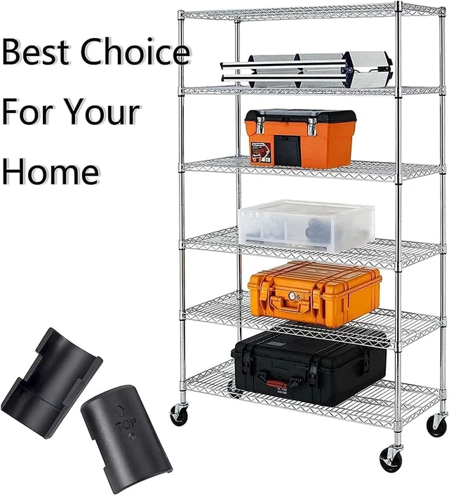 Alt view image 6 of 6 - WAFJAMF 8 Pcs 4 Pairs Wire Shelving Shelf Lock Clips 3/4" Post Black | Durable plastic rack sleeves replacements fits 0.75 inch metal poles for layer height adjustment stability