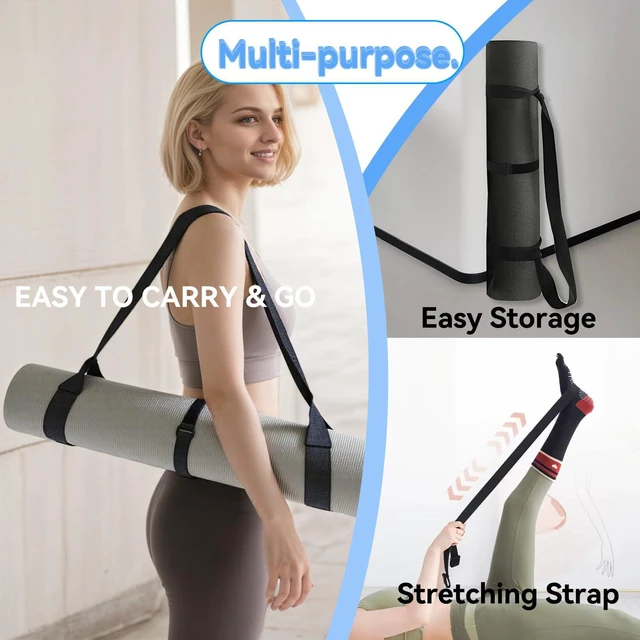 Alt view image 2 of 7 - Adjustable Yoga Mat Strap Carrier, Thick Wide Yoga Mat Holder with Hook-and-loop fastener for yoga enthusiast, Travel Gym, Black Non-Slip Yoga Straps for Carrying Mats