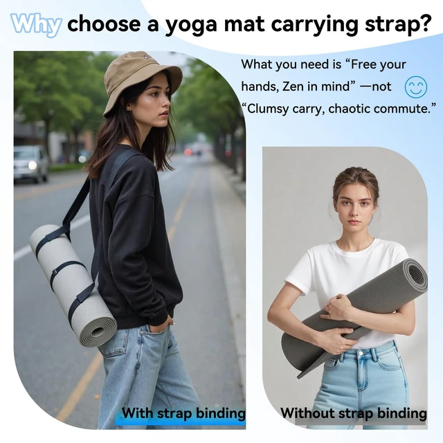 Alt view image 4 of 7 - Adjustable Yoga Mat Strap Carrier, Thick Wide Yoga Mat Holder with Hook-and-loop fastener for yoga enthusiast, Travel Gym, Black Non-Slip Yoga Straps for Carrying Mats