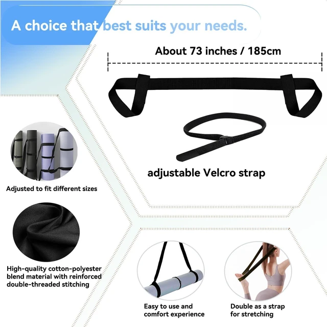 Alt view image 5 of 7 - Adjustable Yoga Mat Strap Carrier, Thick Wide Yoga Mat Holder with Hook-and-loop fastener for yoga enthusiast, Travel Gym, Black Non-Slip Yoga Straps for Carrying Mats