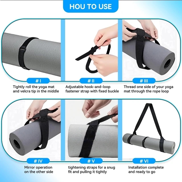 Alt view image 6 of 7 - Adjustable Yoga Mat Strap Carrier, Thick Wide Yoga Mat Holder with Hook-and-loop fastener for yoga enthusiast, Travel Gym, Black Non-Slip Yoga Straps for Carrying Mats