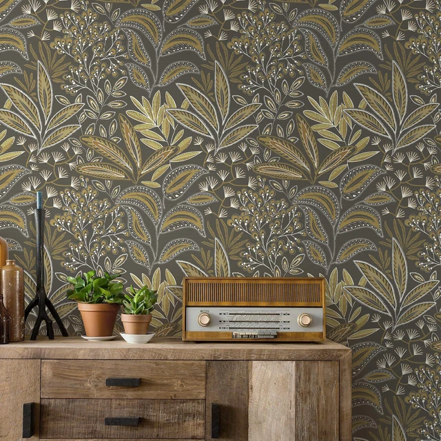 Alt view image 2 of 7 - Safiyya Brown Vintage Floral Wallpaper Peel and Stick Contact Paper 17.3" x 78.7" Wall Paper Renter Friendly Self Adhesive Removable Wallpaper for Bathroom Vinyl