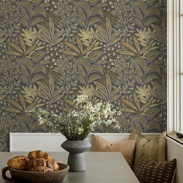 Alt view image 4 of 7 - Safiyya Brown Vintage Floral Wallpaper Peel and Stick Contact Paper 17.3" x 78.7" Wall Paper Renter Friendly Self Adhesive Removable Wallpaper for Bathroom Vinyl