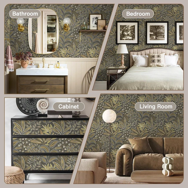 Alt view image 5 of 7 - Safiyya Brown Vintage Floral Wallpaper Peel and Stick Contact Paper 17.3" x 78.7" Wall Paper Renter Friendly Self Adhesive Removable Wallpaper for Bathroom Vinyl