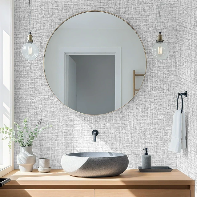 Alt view image 3 of 7 - Vinjiasin Grasscloth Peel and Stick Wallpaper Vintage Textured Contact Paper Grasscloth Self Adhesive Removable Wall Paper for Bedroom Cabinets Drawers Covering (15.7" x 78.7")