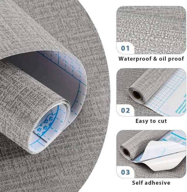 Alt view image 6 of 7 - Vinjiasin Grasscloth Peel and Stick Wallpaper Vintage Textured Contact Paper Grasscloth Self Adhesive Removable Wall Paper for Bedroom Cabinets Drawers Covering (15.7" x 78.7")