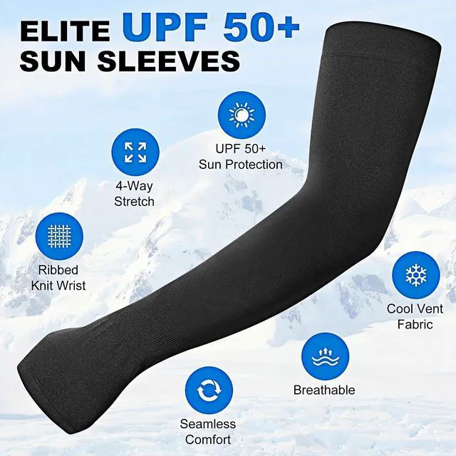 Alt view image 2 of 7 - SUXEOTS Cooling Arm Sleeves with Thumb Hole for Men Women, Sun Protection Compression Sports Sleeves for Football Gardening (1 Pair, Black)