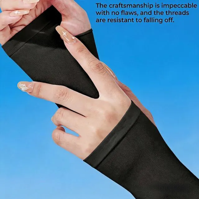 Alt view image 4 of 7 - SUXEOTS Cooling Arm Sleeves with Thumb Hole for Men Women, Sun Protection Compression Sports Sleeves for Football Gardening (1 Pair, Black)