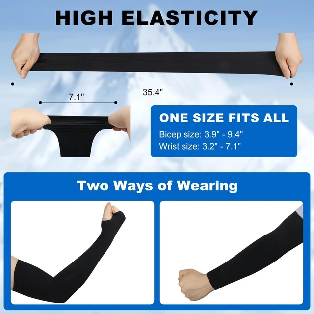 Alt view image 7 of 7 - SUXEOTS Cooling Arm Sleeves with Thumb Hole for Men Women, Sun Protection Compression Sports Sleeves for Football Gardening (1 Pair, Black)