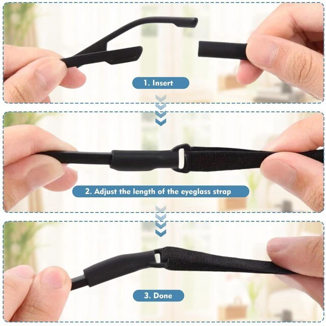 Alt view image 4 of 7 - feehope 4 Pack Adjustable Eyeglass Retainer Straps | 8.5 to 12.5 Inch Anti Slip Glasses Straps, Suitable for Eyeglasses, Sunglasses, Outdoor Sports and Daily Use