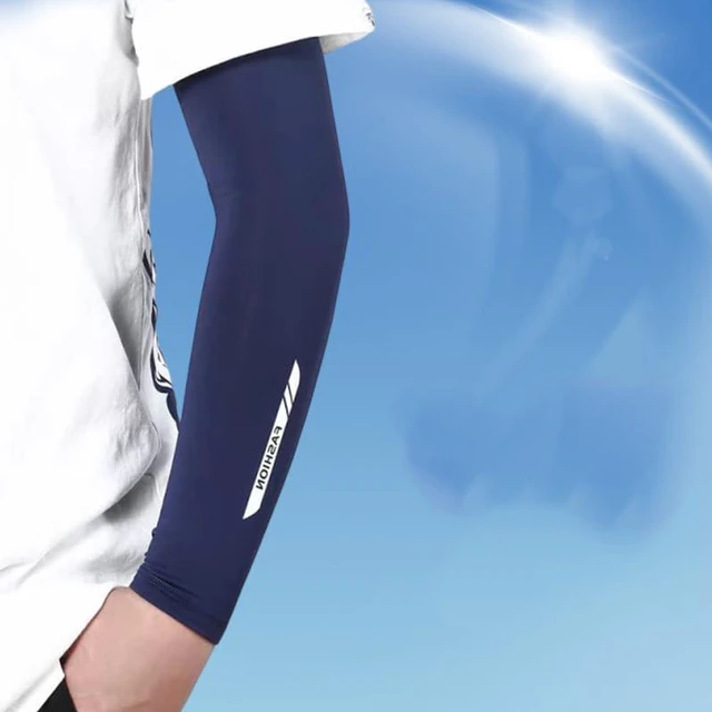 Alt view image 4 of 7 - INOGIH Summer UV-Sun-Protection Cool-Arm-Sleeves,Outdoor Sports Ice-Silk Sun-Block Compression-Arm-Sleeves for Men Women