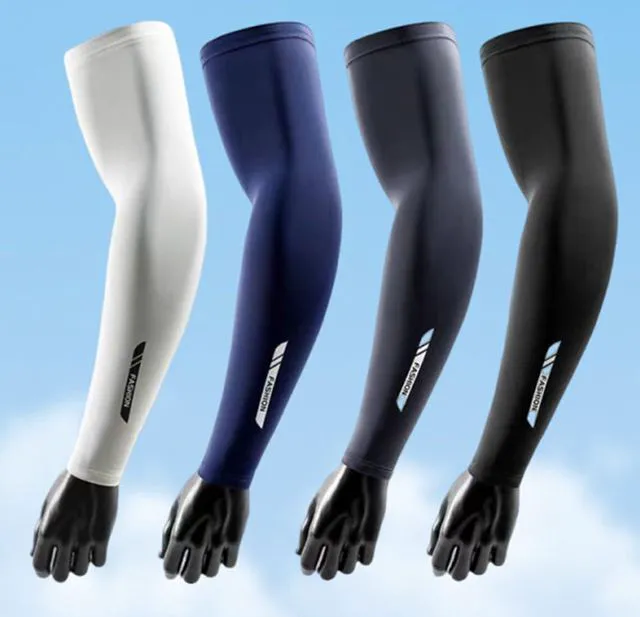 Alt view image 6 of 7 - INOGIH Summer UV-Sun-Protection Cool-Arm-Sleeves,Outdoor Sports Ice-Silk Sun-Block Compression-Arm-Sleeves for Men Women