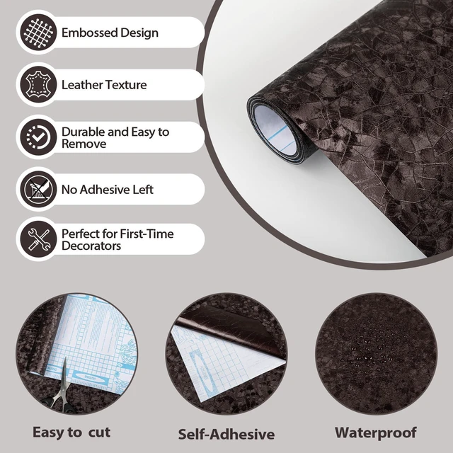 Alt view image 3 of 7 - Abyssaly Contact Papewallpaperr Wallpaper Peel and Stick Self Adhesive Waterproof Contact Paper for Countertop Kitchen Cabinets Bathroom (Brown, 15.7" x 118")