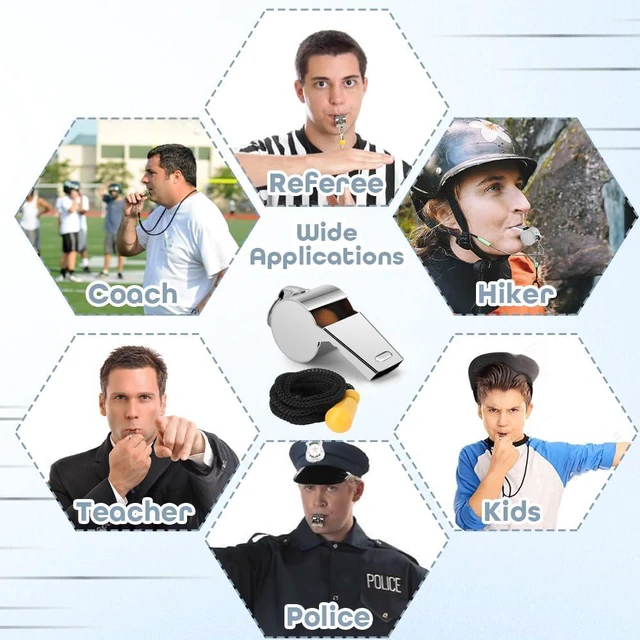 Alt view image 3 of 4 - Whistle for Coaches, Whistle for Teachers, Stainless Steel Whistles Coach Whistle with Lanyard Referee Whistle Loud Crisp Sound Sports Whistle for Adults Teachers Coaches Referees Officials