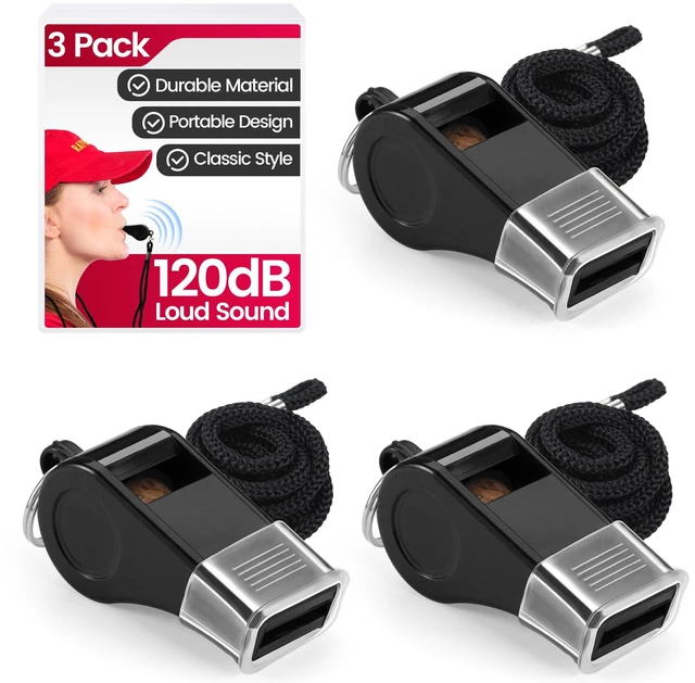 Main image of SPORTIC Whistle3 Pack Durable Plastic Whistles with Lanyards Loud Crisp Sound for Coaches, Referees, Training, Emergencies, and Outdoor Activities