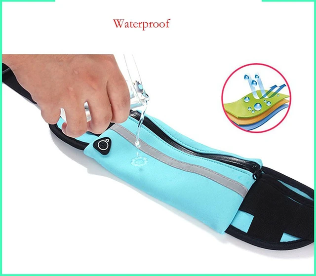 Alt view image 5 of 7 - Waist Packs, 7.5 Inch x 3.9 Inch Black Waterproof Rubber 3 Pocket Waist Bag for Sports, Running, Travel and Outdoors (black)