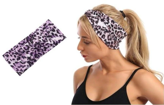 Alt view image 2 of 6 - Labriciyon 1Pc Purple Fashion Women Leopard Print Cross Elastic Headband,Gym Hairband, Hair Women's Fashion Headbands,Hair Accessories,Beauty and Personal Care