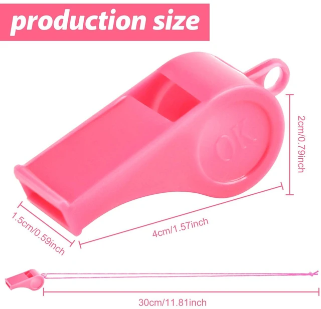 Alt view image 6 of 6 - Zuazaor 5 Pcs Loud Plastic Emergency Whistle with Lanyard for Outdoor Activities, Coach Trainning Whistles Party Whistles for School Sports and Kids Parties Gift Boxes Fillers (Pink)