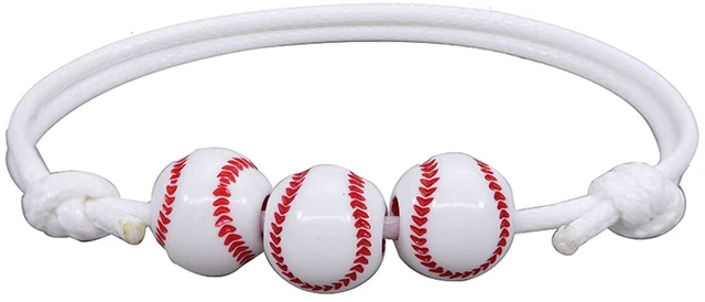 Alt view image 4 of 7 - Caiyao 8Pcs Resin Football Baseball Soccer Rugby Charm Bracelet Set Handmade Braided Rope Cord Ball Bead Bracelet for Women Men Adjustable Chain Sport Fan Outdoor Jewelry-C 8pcs