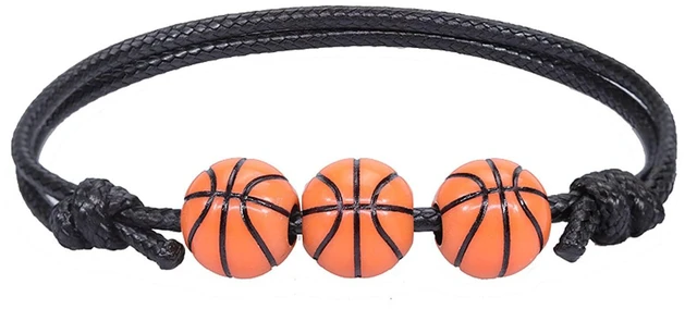 Alt view image 3 of 7 - Caiyao 8Pcs Resin Football Baseball Soccer Rugby Charm Bracelet Set Handmade Braided Rope Cord Ball Bead Bracelet for Women Men Adjustable Chain Sport Fan Outdoor Jewelry-C 8pcs