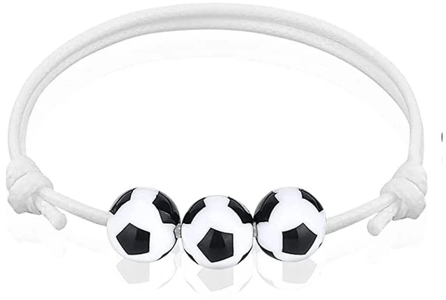 Alt view image 5 of 7 - Caiyao 8Pcs Resin Football Baseball Soccer Rugby Charm Bracelet Set Handmade Braided Rope Cord Ball Bead Bracelet for Women Men Adjustable Chain Sport Fan Outdoor Jewelry-C 8pcs