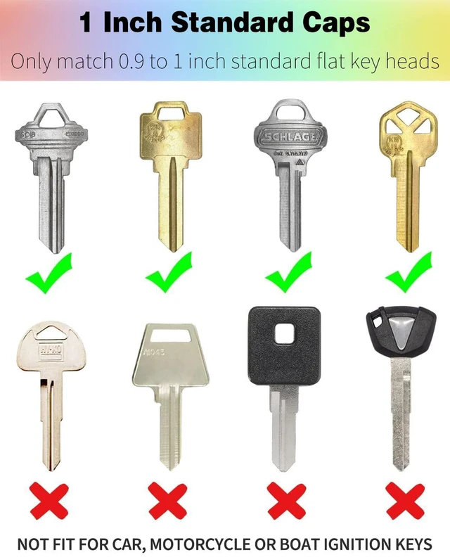 Alt view image 3 of 7 - Vibit 16 Pack Colorful Plastic Key Cap Tags and Identifier Covers, 2 Styles | Two cap styles in 8 colors help identify similar keys; soft, flexible covers slide on easily for standard flat house keys