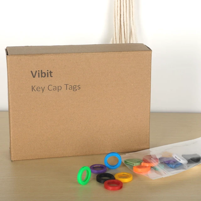 Alt view image 5 of 7 - Vibit 16 Pack Colorful Plastic Key Cap Tags and Identifier Covers, 2 Styles | Two cap styles in 8 colors help identify similar keys; soft, flexible covers slide on easily for standard flat house keys