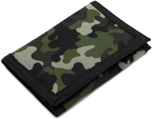 Main image of RFID Trifold Canvas Outdoor Sports Wallet for Kids- Christmas Gifts for Boys - Front Pocket Wallet with Magic Sticker - (Camouflage)