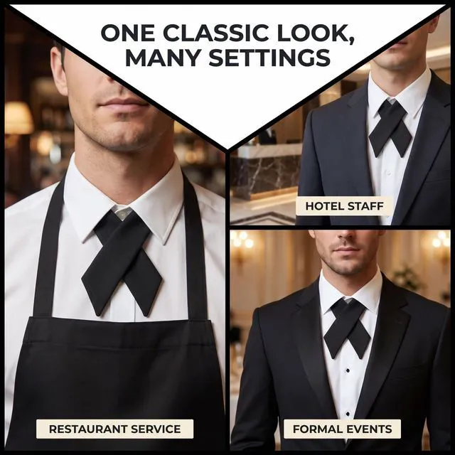 Alt view image 4 of 7 - Juroicessry Black Criss-cross Bow Tie for Girl Uniform Adjustable Neck Tie for Men Women Men's Bow Ties