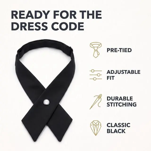 Alt view image 5 of 7 - Juroicessry Black Criss-cross Bow Tie for Girl Uniform Adjustable Neck Tie for Men Women Men's Bow Ties