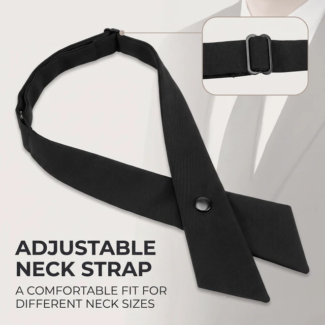 Alt view image 6 of 7 - Juroicessry Black Criss-cross Bow Tie for Girl Uniform Adjustable Neck Tie for Men Women Men's Bow Ties