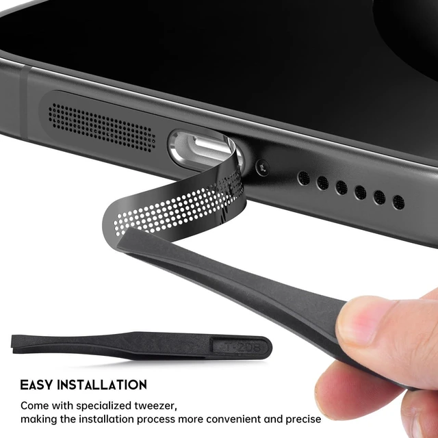Alt view image 4 of 7 - 8PCS iPhone Speaker Dust Cover Compatible with iPhone 17, iPhone 16 Pro/ 16 Pro Max Earpiece Speaker Mesh Anti Dust Adhesive Sticker (Black)