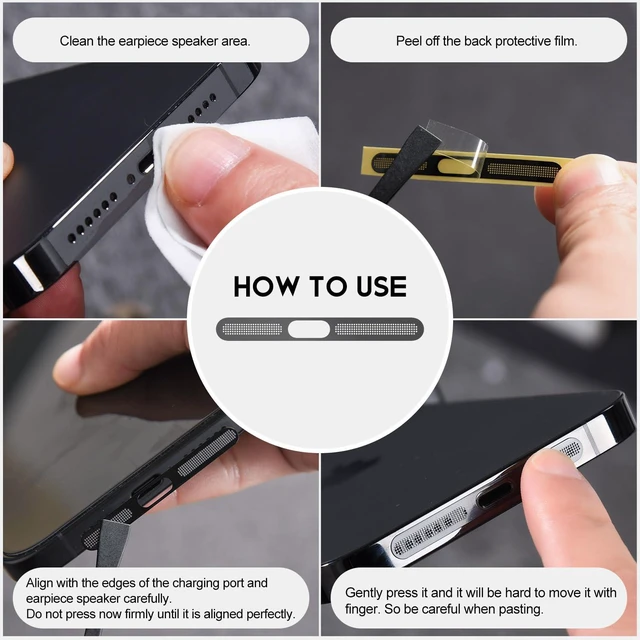 Alt view image 5 of 7 - 8PCS iPhone Speaker Dust Cover Compatible with iPhone 17, iPhone 16 Pro/ 16 Pro Max Earpiece Speaker Mesh Anti Dust Adhesive Sticker (Black)