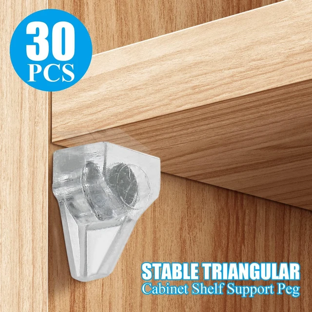 Alt view image 3 of 7 - Shelf Support Peg, Clear, 3mm / 1/8 Inch, 30pcs | Plastic Cabinet Shelf Pins, For Closet, Kitchen, Furniture, Shelves Holder Pegs