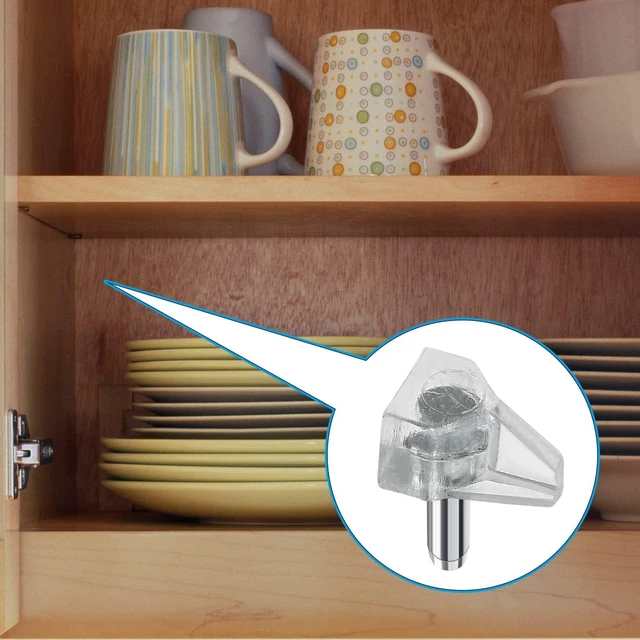 Alt view image 7 of 7 - Shelf Support Peg, Clear, 3mm / 1/8 Inch, 30pcs | Plastic Cabinet Shelf Pins, For Closet, Kitchen, Furniture, Shelves Holder Pegs