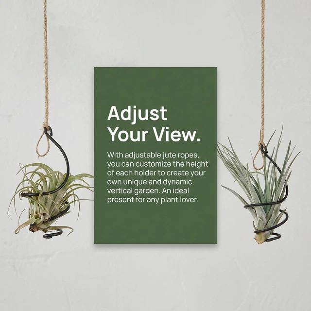 Alt view image 6 of 7 - Prebafo 6 Pack Air Plant Holders with Jute Rope, Hanging Spiral Tillandsia Holders, Metal Air Plant Display Supports for Soilless Plants, Succulents, Home Office Decor