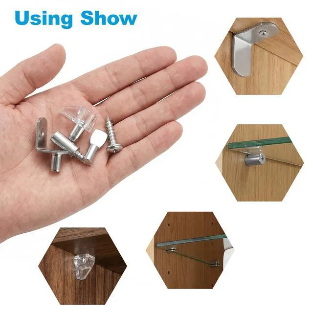 Alt view image 4 of 7 - RKBEZOS 80 Pcs Shelf Pegs Pins Kit, 4 Styles Heavy Duty 5mm 1/4 Inch Shelf Support Pegs Holders, Nickel Plated Cabinet Shelf Clips for Kitchen Wood Shelves Bookcase