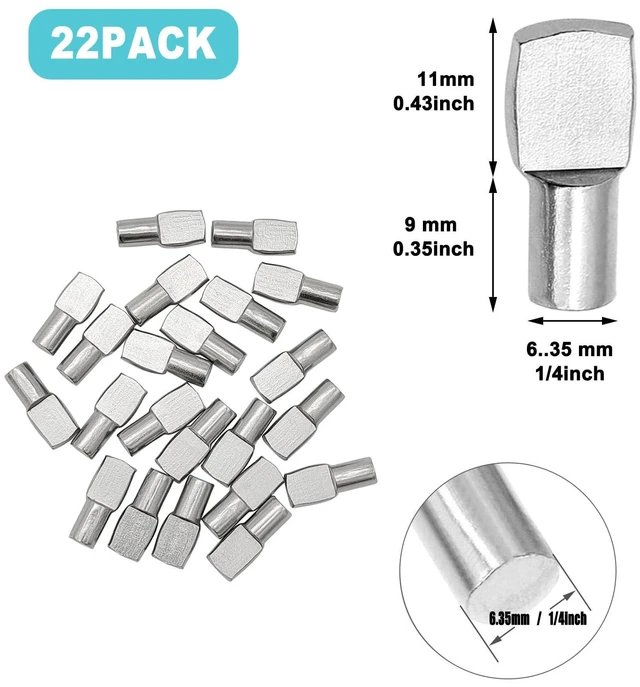 Alt view image 2 of 7 - 22 Pcs Shelf Pins Pegs,1/4 Inch Diameter Spoon Shape Nickel Plated Shelf Support Pegs,Bookshelf Pegs for Shelves,Cabinet Shelf Bracket Pegs Shelf Pins Holders for Kitchen Furniture & Closet (Silver)