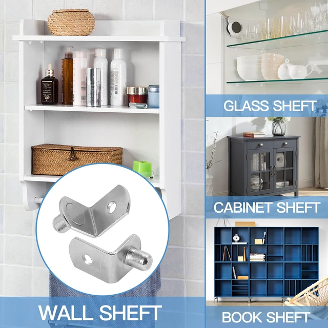 Alt view image 7 of 7 - Jamiikury 12pcs L-Shaped Shelf Support Pegs, 1/4 Inch Shelf Bracket Pegs with Hole, Silver Bracket Style Shelf Pegs, Nickel Plated Metal Shelf Pins Holders for Shelves Cabinet Closet - 12pcs, 6.35mm