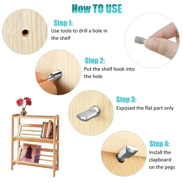 Alt view image 4 of 7 - 22 Pcs Shelf Pins Pegs,1/4 Inch Diameter Spoon Shape Nickel Plated Shelf Support Pegs,Bookshelf Pegs for Shelves,Cabinet Shelf Bracket Pegs Shelf Pins Holders for Kitchen Furniture & Closet (Silver)