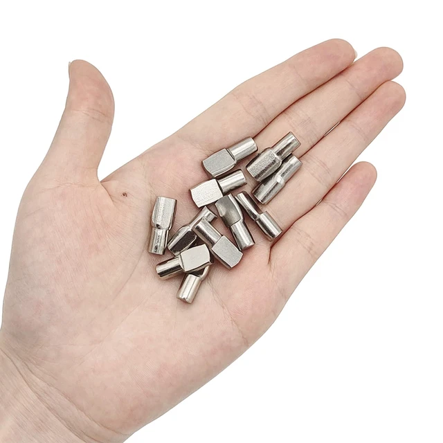 Alt view image 5 of 7 - 22 Pcs Shelf Pins Pegs,1/4 Inch Diameter Spoon Shape Nickel Plated Shelf Support Pegs,Bookshelf Pegs for Shelves,Cabinet Shelf Bracket Pegs Shelf Pins Holders for Kitchen Furniture & Closet (Silver)