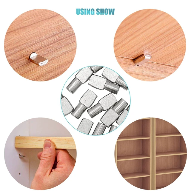 Alt view image 3 of 7 - 22 Pcs Shelf Pins Pegs,1/4 Inch Diameter Spoon Shape Nickel Plated Shelf Support Pegs,Bookshelf Pegs for Shelves,Cabinet Shelf Bracket Pegs Shelf Pins Holders for Kitchen Furniture & Closet (Silver)