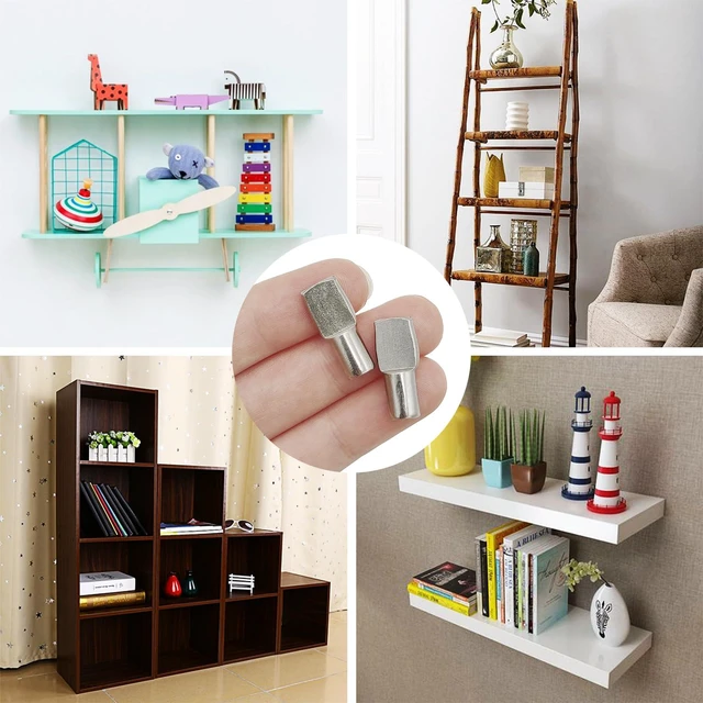 Alt view image 6 of 7 - 22 Pcs Shelf Pins Pegs,1/4 Inch Diameter Spoon Shape Nickel Plated Shelf Support Pegs,Bookshelf Pegs for Shelves,Cabinet Shelf Bracket Pegs Shelf Pins Holders for Kitchen Furniture & Closet (Silver)