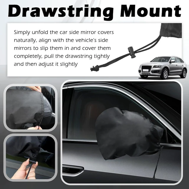 Alt view image 4 of 7 - 2PCS Car Side Mirror Covers,Drawstring Style for Snow/Dust | 210D Oxford Fabric,Winter Protection for Cars/SUVs/Trucks,Easy Drawstring Install,Exterior Accessories