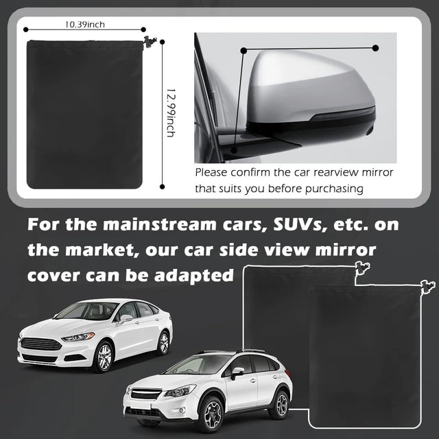 Alt view image 7 of 7 - 2PCS Car Side Mirror Covers,Drawstring Style for Snow/Dust | 210D Oxford Fabric,Winter Protection for Cars/SUVs/Trucks,Easy Drawstring Install,Exterior Accessories