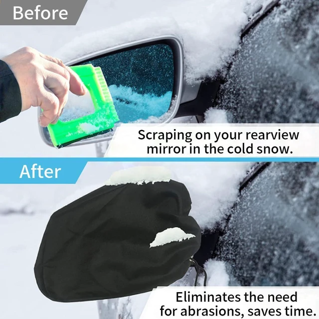Alt view image 4 of 6 - 2PCS Car Side Mirror Covers - Waterproof Snow Mirror Cover Protects from Ice Snow Frost Dew Rain Bird Poop - Silver Coated Rearview Protection Cover Winter Snowproof Accessories for Cars Trucks SUVs
